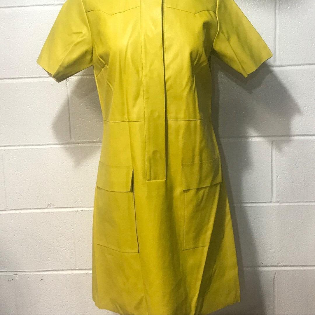 Gracia Neon Green Leather Dress