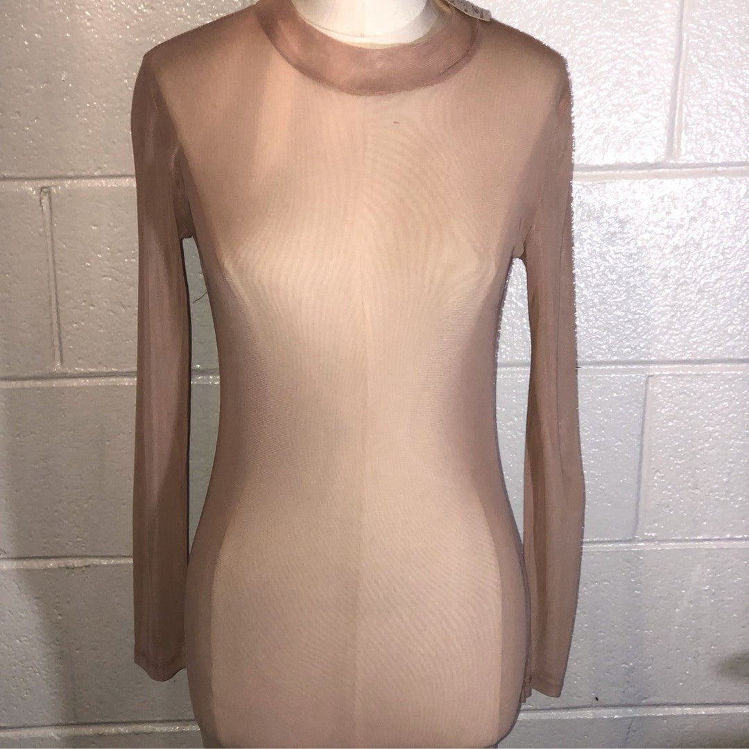 Nude Mesh See Through Dress Long