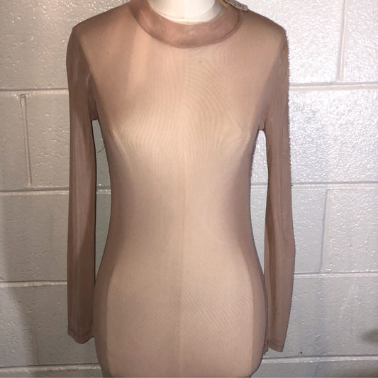 Nude Mesh See Through Dress Long
